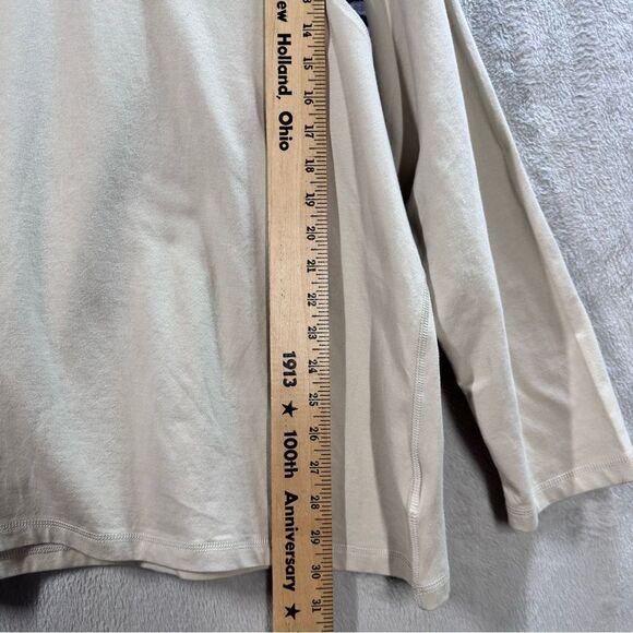 Denim & Co. Long Sleeve V-Neck Beige Top Leopard Print Accent Women’s Plus 3X - Picture 5 of 7